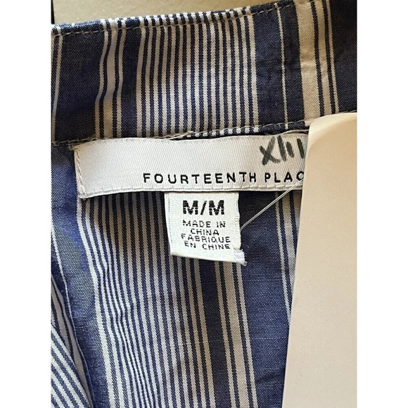 Fourteenth Place Womens Blue Wrap Surplice Tunic Blouse M boho nautical preppy - Picture 9 of 10